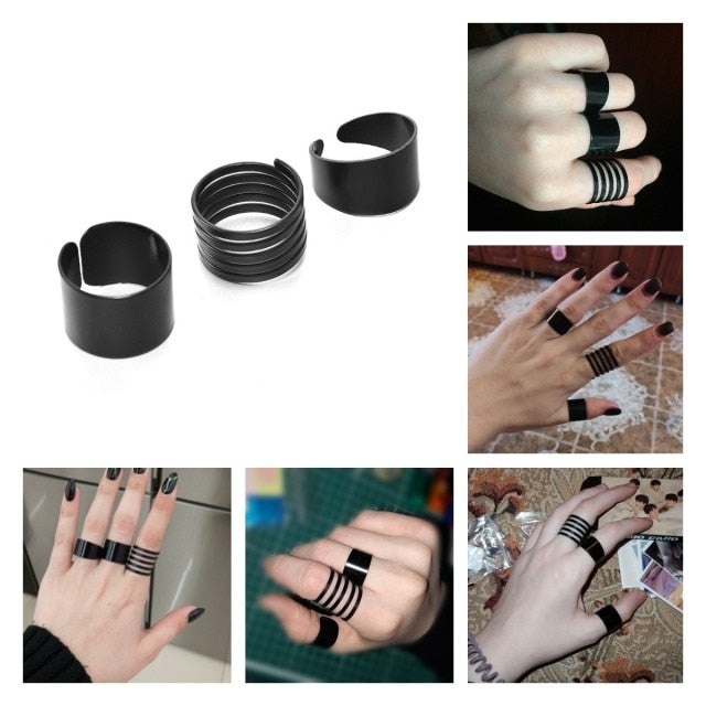 3 Pcs Punk Gold Rings Female Anillos Stack Plain Band Midi Mid Finger Knuckle Rings Set for Women Anel Rock Jewelry daiiibabyyy