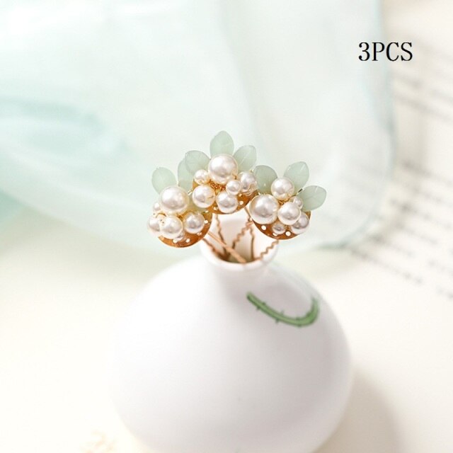 3 Pcs/Set Hair Sticks Delicate Hairpins Handmade White Flower Headpieces for Women Girls Bride Noiva Wedding Party Hair Jewelry daiiibabyyy
