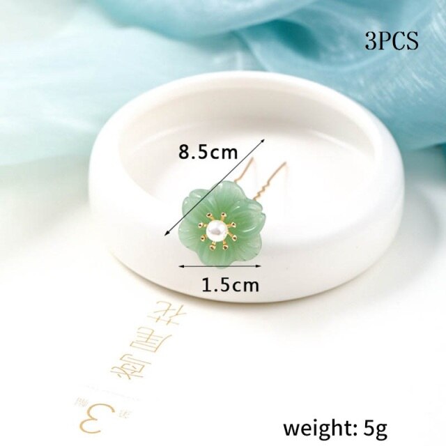 3 Pcs/Set Hair Sticks Delicate Hairpins Handmade White Flower Headpieces for Women Girls Bride Noiva Wedding Party Hair Jewelry daiiibabyyy