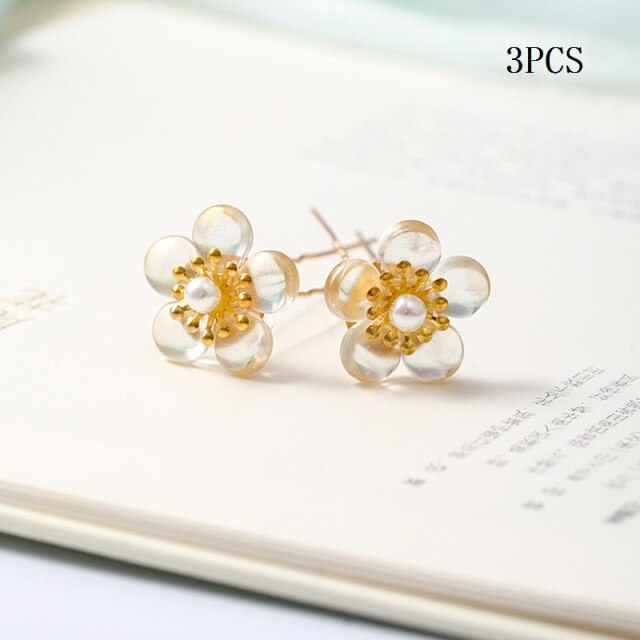 3 Pcs/Set Hair Sticks Delicate Hairpins Handmade White Flower Headpieces for Women Girls Bride Noiva Wedding Party Hair Jewelry daiiibabyyy