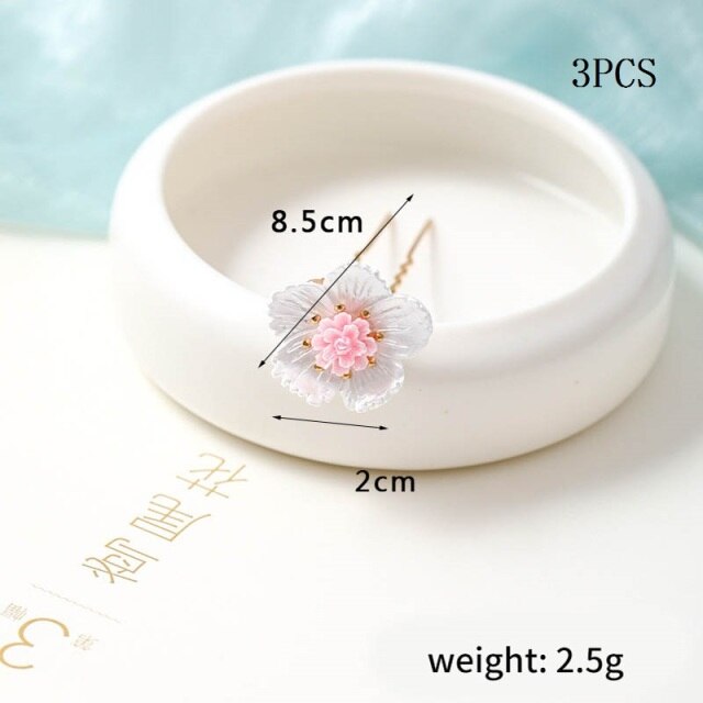 3 Pcs/Set Hair Sticks Delicate Hairpins Handmade White Flower Headpieces for Women Girls Bride Noiva Wedding Party Hair Jewelry daiiibabyyy