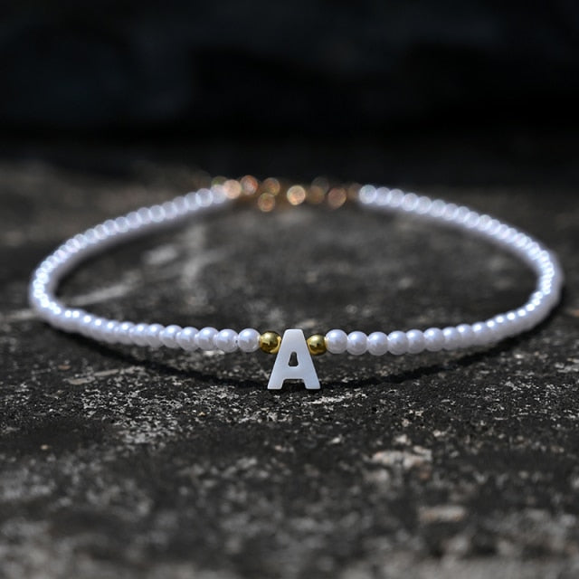 Bohemia Beaded Choker Necklace for Women Initial 26 Letters Pendant Chain Necklace Fashion Shell Pearl Jewelry Boho Accessories daiiibabyyy