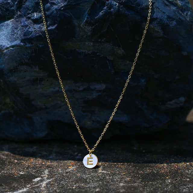 Bohemia Beaded Choker Necklace for Women Initial 26 Letters Pendant Chain Necklace Fashion Shell Pearl Jewelry Boho Accessories daiiibabyyy