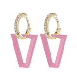 2Pcs  Neon Green Fluorescent Pendant Triangle Earrings for women Geometric Fashion Female CZ Jewelry Gift Memorial Day Festival daiiibabyyy