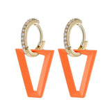 2Pcs  Neon Green Fluorescent Pendant Triangle Earrings for women Geometric Fashion Female CZ Jewelry Gift Memorial Day Festival daiiibabyyy