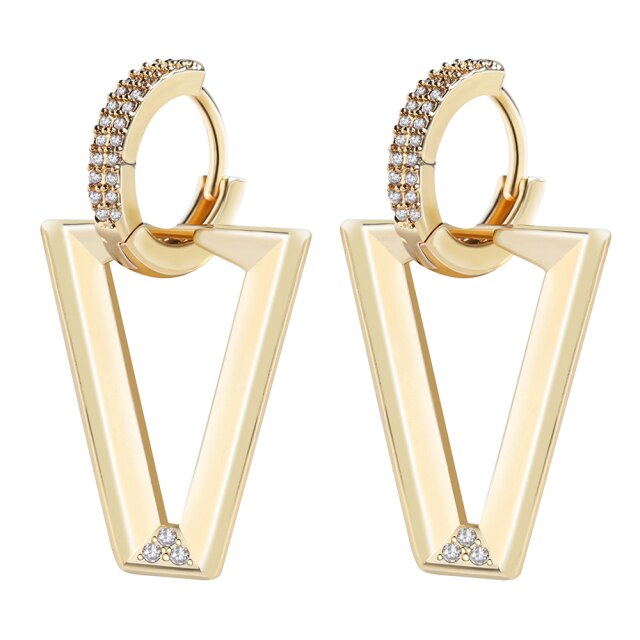 2Pcs  Neon Green Fluorescent Pendant Triangle Earrings for women Geometric Fashion Female CZ Jewelry Gift Memorial Day Festival daiiibabyyy