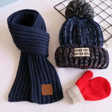 A three-piece set of hat and scarf gloves Autumn and winter children's hats and scarves set boys and girls knitted hats scarf daiiibabyyy