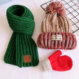 A three-piece set of hat and scarf gloves Autumn and winter children's hats and scarves set boys and girls knitted hats scarf daiiibabyyy