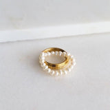 Bohemian Handmade Natural Stone Freshwater Pearl Rings Women with Stainless Steel Bead Stretch Rope Wedding Ring Adjustable daiiibabyyy