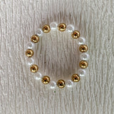 Bohemian Handmade Natural Stone Freshwater Pearl Rings Women with Stainless Steel Bead Stretch Rope Wedding Ring Adjustable daiiibabyyy