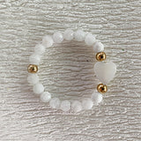 Bohemian Handmade Natural Stone Freshwater Pearl Rings Women with Stainless Steel Bead Stretch Rope Wedding Ring Adjustable daiiibabyyy