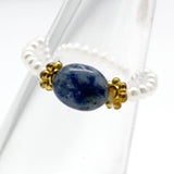 Bohemian Handmade Natural Stone Freshwater Pearl Rings Women with Stainless Steel Bead Stretch Rope Wedding Ring Adjustable daiiibabyyy