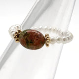 Bohemian Handmade Natural Stone Freshwater Pearl Rings Women with Stainless Steel Bead Stretch Rope Wedding Ring Adjustable daiiibabyyy