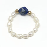 Bohemian Handmade Natural Stone Freshwater Pearl Rings Women with Stainless Steel Bead Stretch Rope Wedding Ring Adjustable daiiibabyyy
