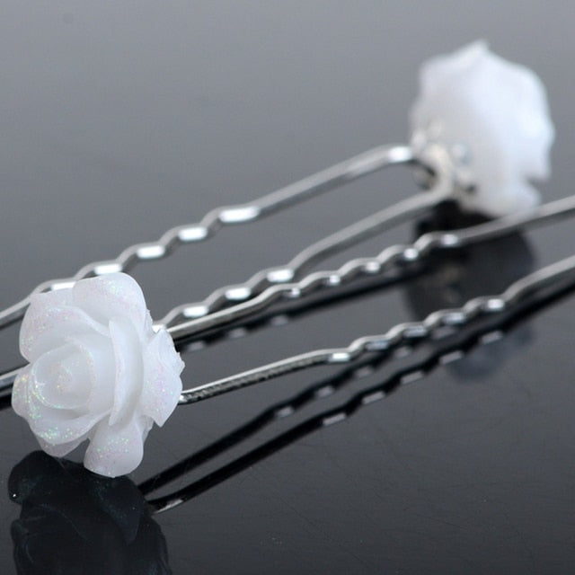 20pc Wedding Bridal Pearl Rose Flower Hair Pins Clips Crystal Rhinestone Hairpins Bridesmaid Hair Accessories daiiibabyyy
