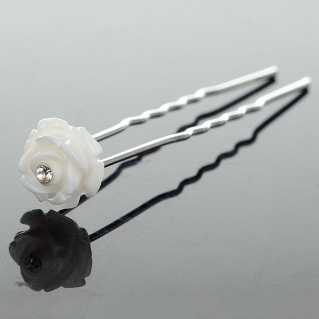20pc Wedding Bridal Pearl Rose Flower Hair Pins Clips Crystal Rhinestone Hairpins Bridesmaid Hair Accessories daiiibabyyy