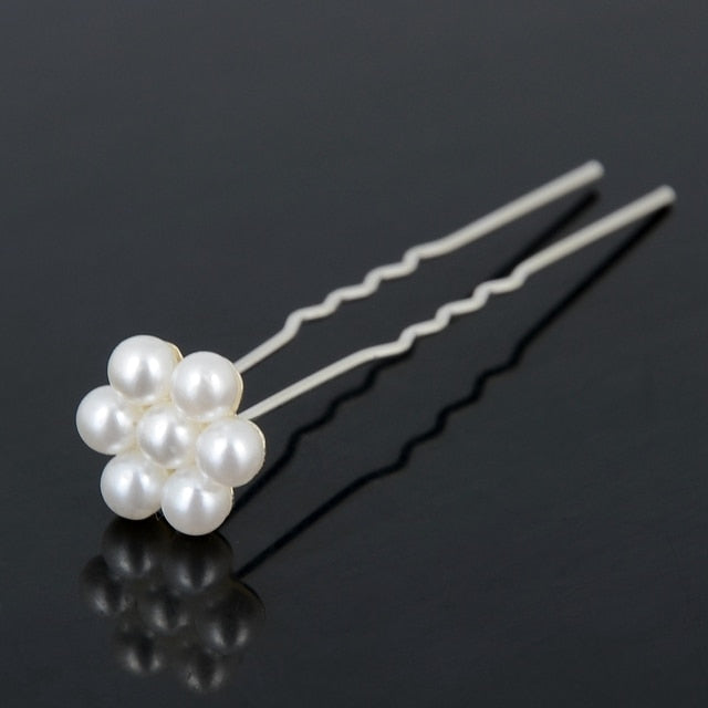 20pc Wedding Bridal Pearl Rose Flower Hair Pins Clips Crystal Rhinestone Hairpins Bridesmaid Hair Accessories daiiibabyyy