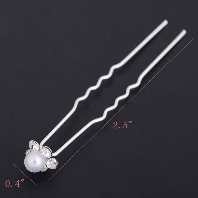 20pc Wedding Bridal Pearl Rose Flower Hair Pins Clips Crystal Rhinestone Hairpins Bridesmaid Hair Accessories daiiibabyyy