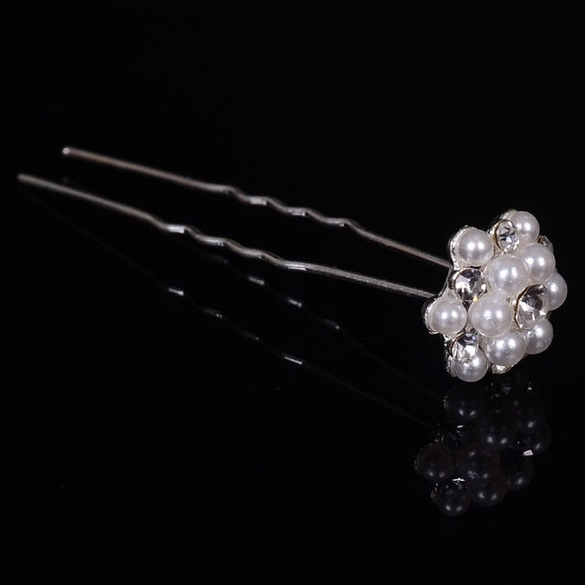20pc Wedding Bridal Pearl Rose Flower Hair Pins Clips Crystal Rhinestone Hairpins Bridesmaid Hair Accessories daiiibabyyy