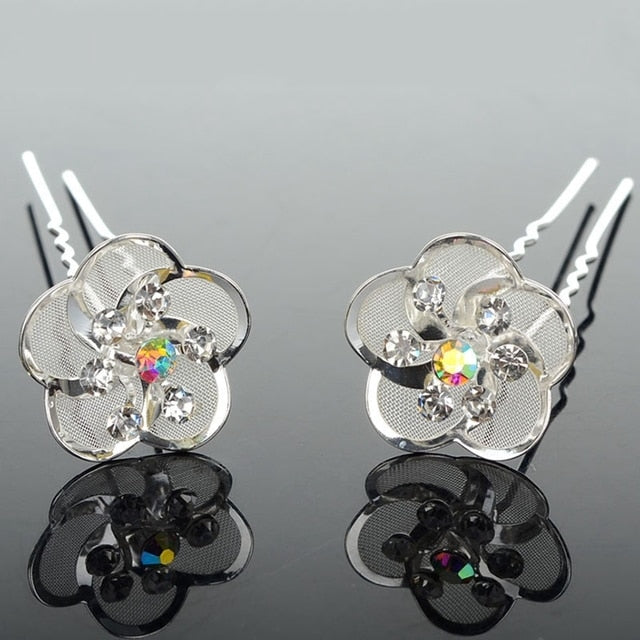 20pc Wedding Bridal Pearl Rose Flower Hair Pins Clips Crystal Rhinestone Hairpins Bridesmaid Hair Accessories daiiibabyyy