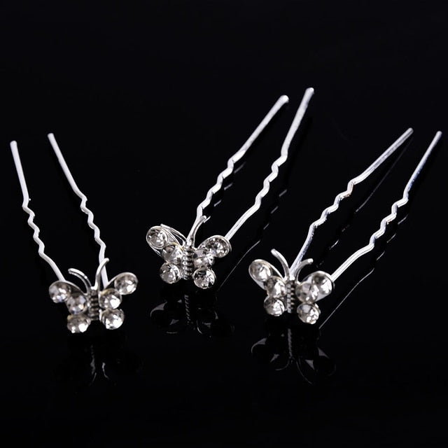20pc Wedding Bridal Pearl Rose Flower Hair Pins Clips Crystal Rhinestone Hairpins Bridesmaid Hair Accessories daiiibabyyy