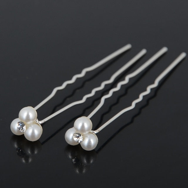 20pc Wedding Bridal Pearl Rose Flower Hair Pins Clips Crystal Rhinestone Hairpins Bridesmaid Hair Accessories daiiibabyyy