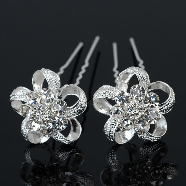 20pc Wedding Bridal Pearl Rose Flower Hair Pins Clips Crystal Rhinestone Hairpins Bridesmaid Hair Accessories daiiibabyyy