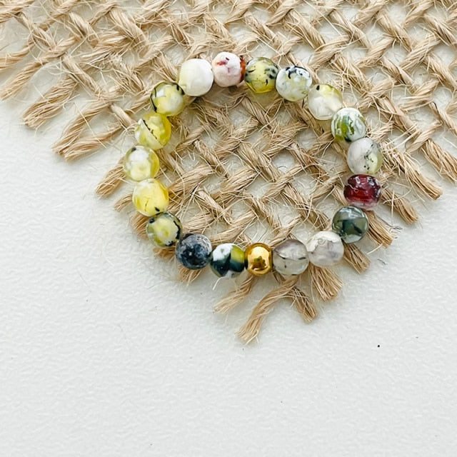 Bohemian Handmade Natural Stone Rings Women with Stainless Steel Bead Multi Color Stretch Rope Party Gifts Ring Adjustable daiiibabyyy