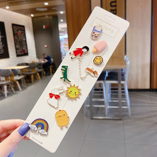 Anti-glare Buckle Brooch Alloy Lapel Cartoon Pins Set Neckline Pin Fixed Clothes Decorative Buckle Pin Accessories Gifts Friends daiiibabyyy