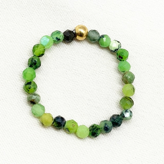 Bohemian Handmade Natural Stone Rings Women with Stainless Steel Bead Multi Color Stretch Rope Wedding Promise Ring Adjustable daiiibabyyy