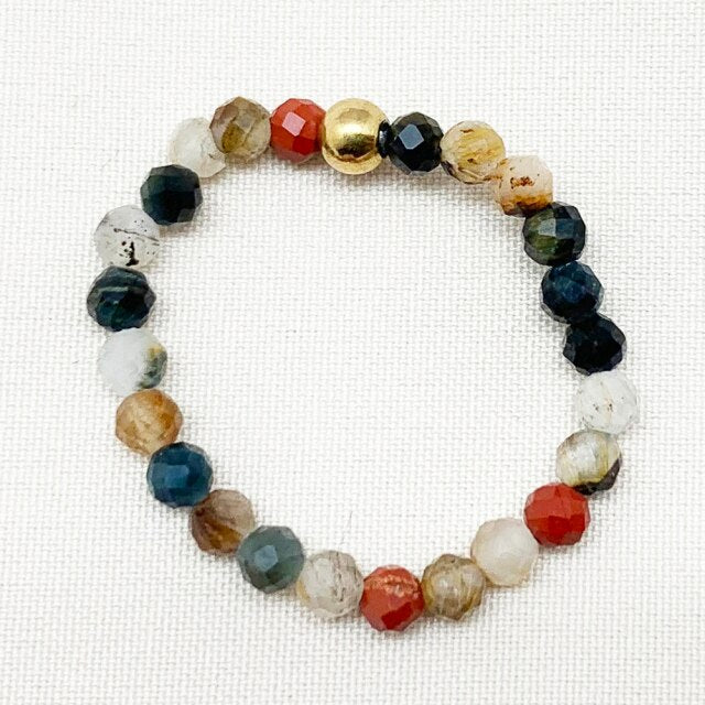 Bohemian Handmade Natural Stone Rings Women with Stainless Steel Bead Multi Color Stretch Rope Wedding Promise Ring Adjustable daiiibabyyy