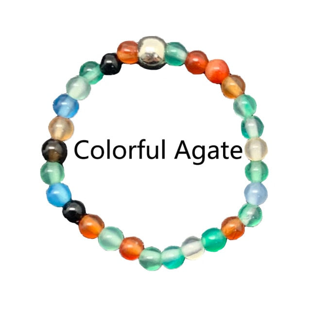 Bohemian Handmade Natural Stone Rings Women with Stainless Steel Bead Multi Color Stretch Rope Wedding Promise Ring Adjustable daiiibabyyy
