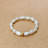 Bohemian Handmade Natural Stone Rings Women with Stainless Steel Bead Multi Color Stretch Rope Wedding Promise Ring Adjustable daiiibabyyy