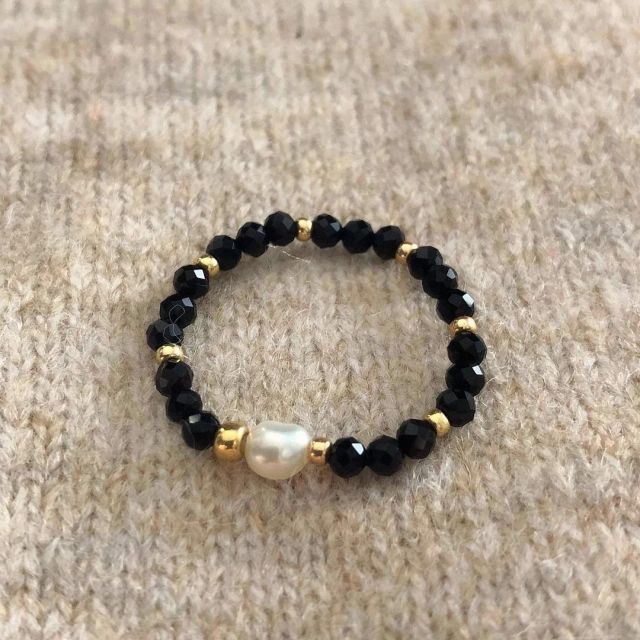 Bohemian Handmade Natural Stone Rings Women with Stainless Steel Bead Multi Color Stretch Rope Wedding Promise Ring Adjustable daiiibabyyy