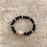 Bohemian Handmade Natural Stone Rings Women with Stainless Steel Bead Multi Color Stretch Rope Wedding Promise Ring Adjustable daiiibabyyy