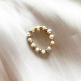 Bohemian Handmade Natural Stone Rings Women with Stainless Steel Bead Multi Color Stretch Rope Wedding Promise Ring Adjustable daiiibabyyy