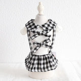 Cartoon Bowknot Pet Dog Clothes Plaid Princess Dress for Dogs Sweet Simple Fashion Spring Summer Cute Soft red Girl Ropa Para daiiibabyyy