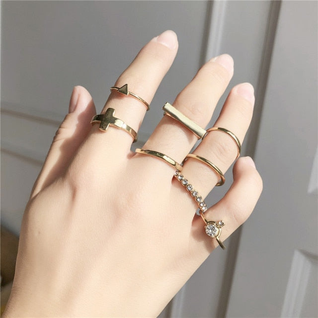 Bohemian 3pcs/set White Enamel Round Metal Ring Sets Geometric Twist Open Adjustable Rings Sets for Women Girl Jewelry Gifts daiiibabyyy