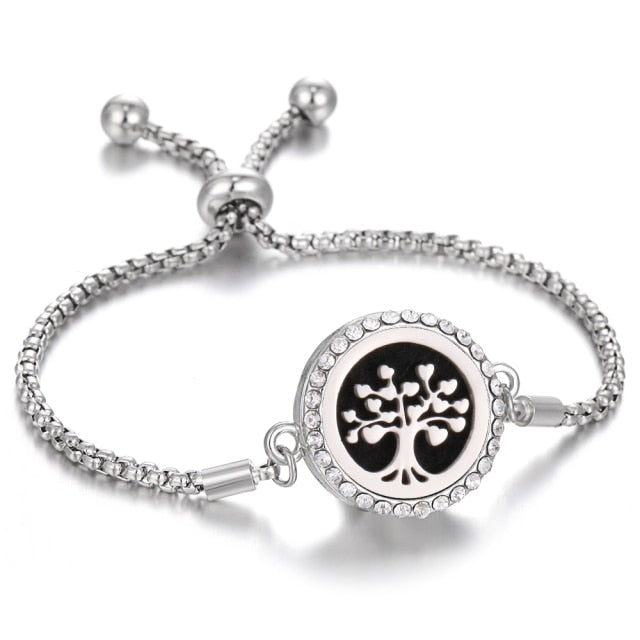 Aromatherapy Bracelet Diffuser Jewelry Christmas Adjustable Chain Tree of life Flower Aroma Braceles Perfume Locket Bracelet daiiibabyyy