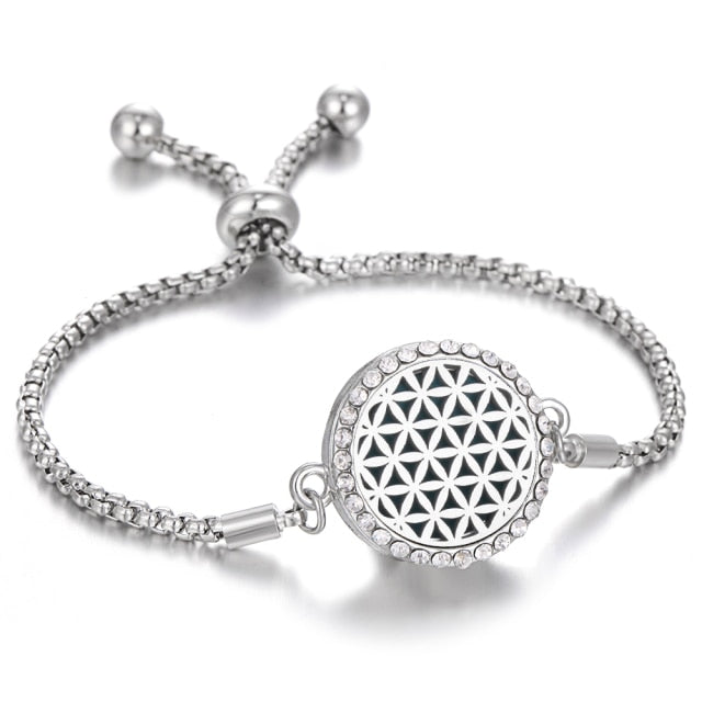 Aromatherapy Bracelet Diffuser Jewelry Christmas Adjustable Chain Tree of life Flower Aroma Braceles Perfume Locket Bracelet daiiibabyyy