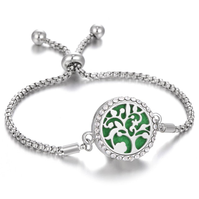 Aromatherapy Bracelet Diffuser Jewelry Christmas Adjustable Chain Tree of life Flower Aroma Braceles Perfume Locket Bracelet daiiibabyyy