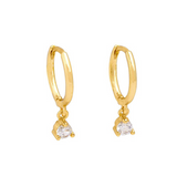 Daiiibabyyy 2PCS New Stainless Steel Cubic Zirconia Chain Hoop Earrings For Women Tiny Pendant Star Moon Earring Cartilage Piercing Jewelry