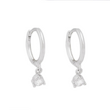 Daiiibabyyy 2PCS New Stainless Steel Cubic Zirconia Chain Hoop Earrings For Women Tiny Pendant Star Moon Earring Cartilage Piercing Jewelry