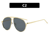 Daiiibabyyy  Punk Sunglasses Oversized Oval Pilot Metal Sun Glasses for Beach Travel Women Men Outdoor Driving Shades Frog Sunglasses UV400