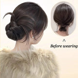 Daiiibabyyy  Elegant Flower Bud Synthetic Wig With Claw Clip For Women Messy Curly Scrunchie Chignon Bun Ponytail Extensions Low Bun Hair Wig