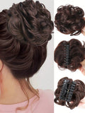 Daiiibabyyy  Synthetic Hair Bun Extensions For Women Messy Claw Clip Chignon Ponytail Hairpieces For Daily Use And Party Wear Wavy Curly Hair