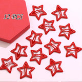 DAIIIBABYYY  -  12pcs Red Starfish Hair Clips Metal Anti-Slip Snap Hair Clips, Y2K New Year Christmas Party Hair Accessories