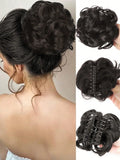 Daiiibabyyy  Synthetic Hair Bun Extensions For Women Messy Claw Clip Chignon Ponytail Hairpieces For Daily Use And Party Wear Wavy Curly Hair