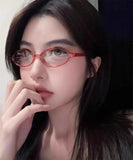Daiiibabyyy  Women Retro Oval Glasses Y2K Japanese and Korean Girls Red Green Frame Glass Eyewear Decorative Computer Anti-blue Eyeglasses