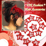 DAIIIBABYYY  -  12pcs Red Starfish Hair Clips Metal Anti-Slip Snap Hair Clips, Y2K New Year Christmas Party Hair Accessories